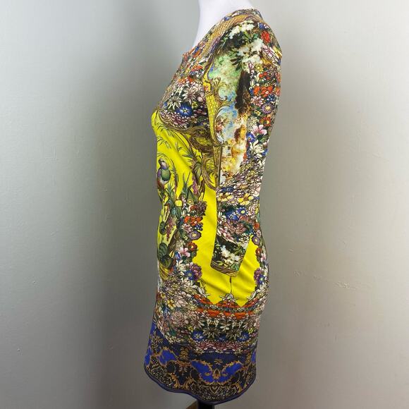 Vintage Roberto Cavalli Bird Floral Print Jersey Bodycon Mini Dress Size 2 - Picture 5 of 10